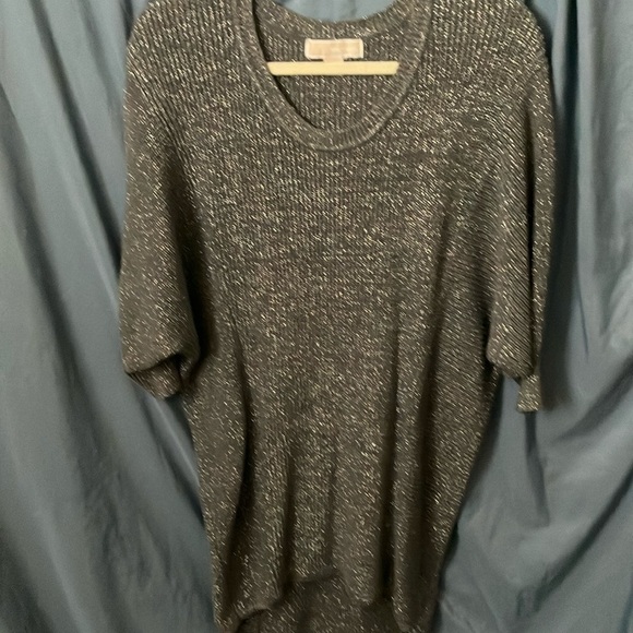 MICHAEL Michael Kors: Gray/ Silver Metallic Sweater Dress- L - Picture 1 of 16
